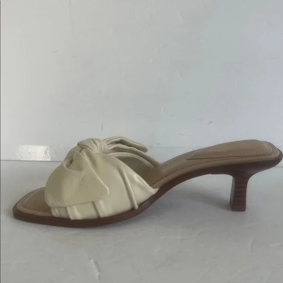 SAM EDELMAN Women's Darcie Ivory LEATHER Bow Kitten Heels Sandals Size 8.5 NWT - Picture 6 of 11